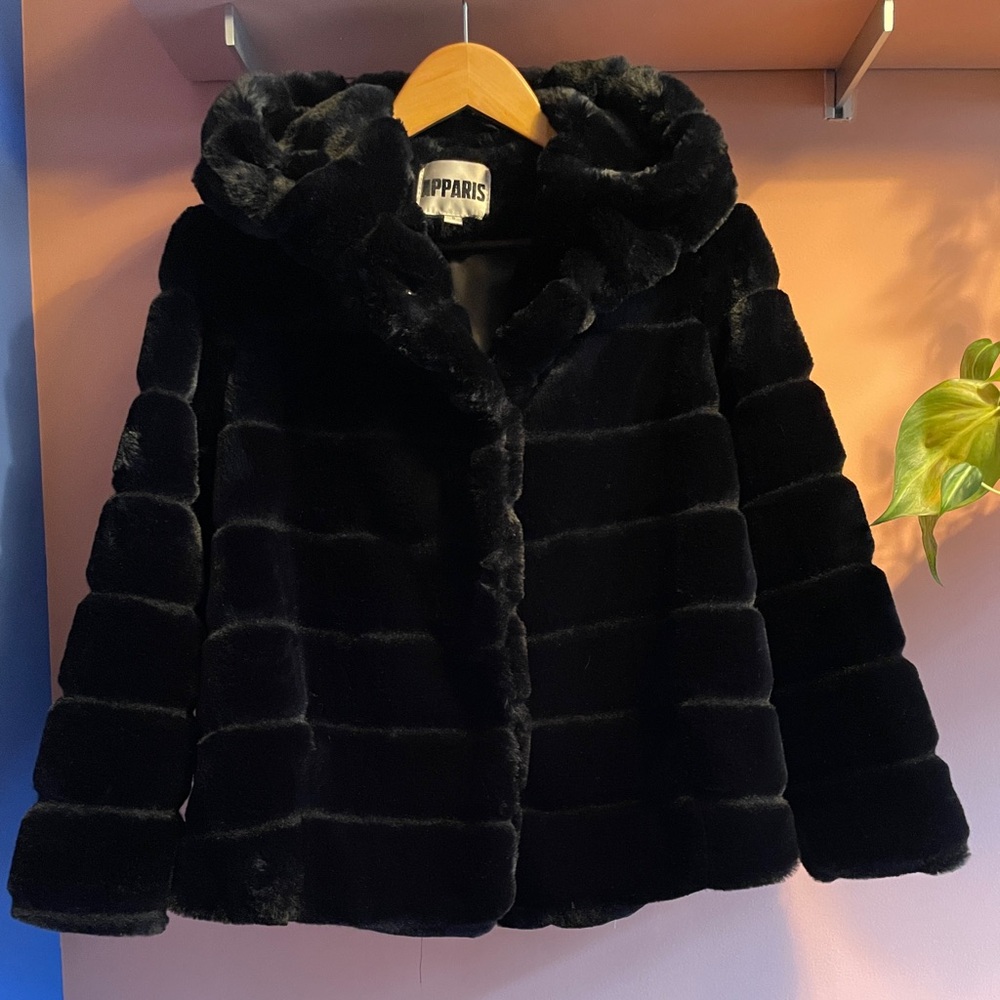Apparis Black Faux Fur Jacket